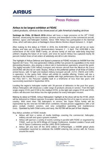Airbus to be largest exhibitor at FIDAE