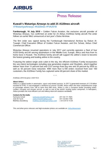 Kuwait’s Wataniya Airways to add 25 A320neo aircraft