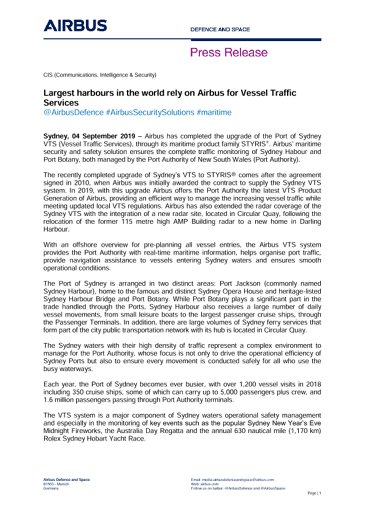 Largest harbours in the world rely on Airbus for Vessel Traffic Services