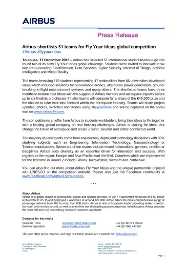 E-Airbus shortlists 51 teams for Fly Your Ideas global competition