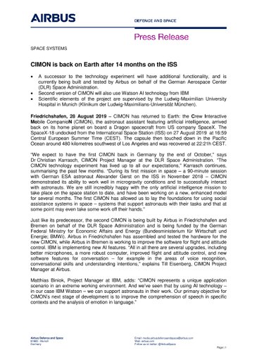 CIMON is back on Earth after 14 months on the ISS