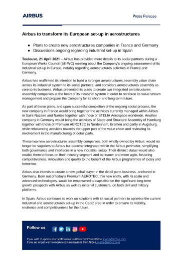 airbus to transform its european set up in aerostructures commercial aircraft airbus