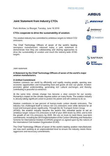 CTOs cooperate to drive the sustainability of aviation.