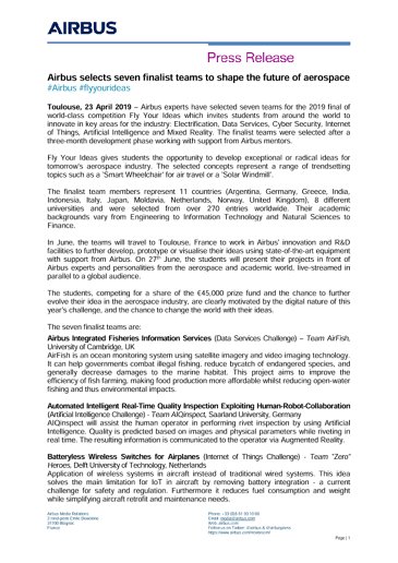 Airbus selects seven finalist teams to shape the future of aerospace