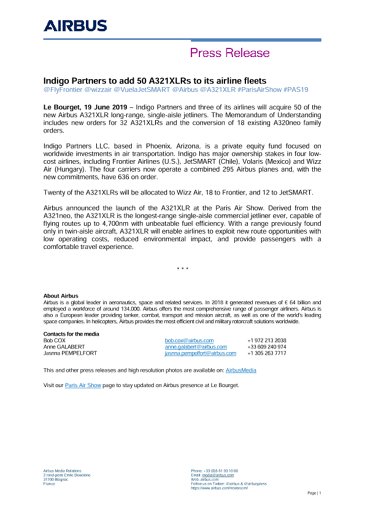 Indigo Partners to add 50 A321XLRs to its airline fleets