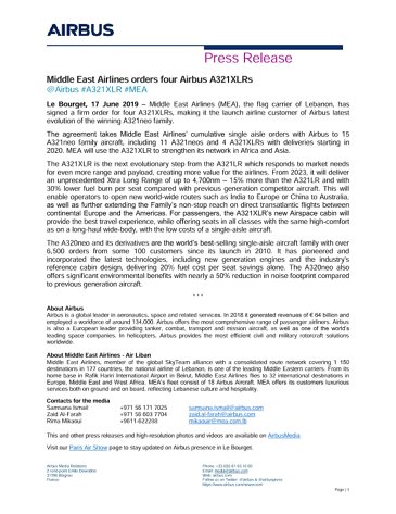 Middle East Airlines orders four Airbus A321XLRs