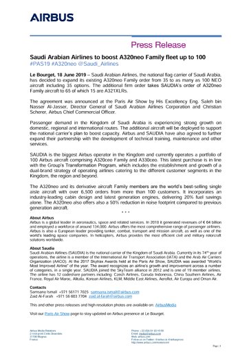Saudi Arabian Airlines to boost A320neo Family fleet up to 100