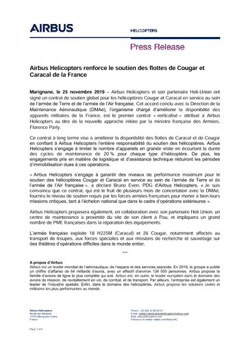 Airbus Helicopters renforce le soutien des flottes de Cougar et Caracal de la France