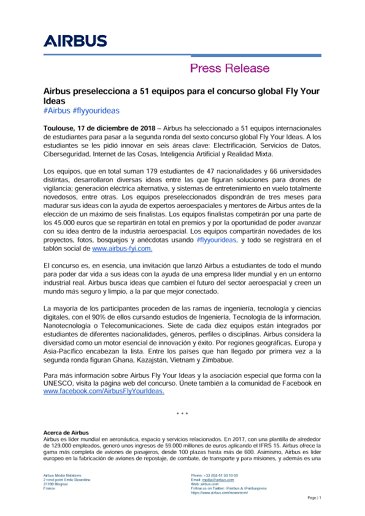 Airbus shortlists 51 teams for Fly Your Ideas global competition