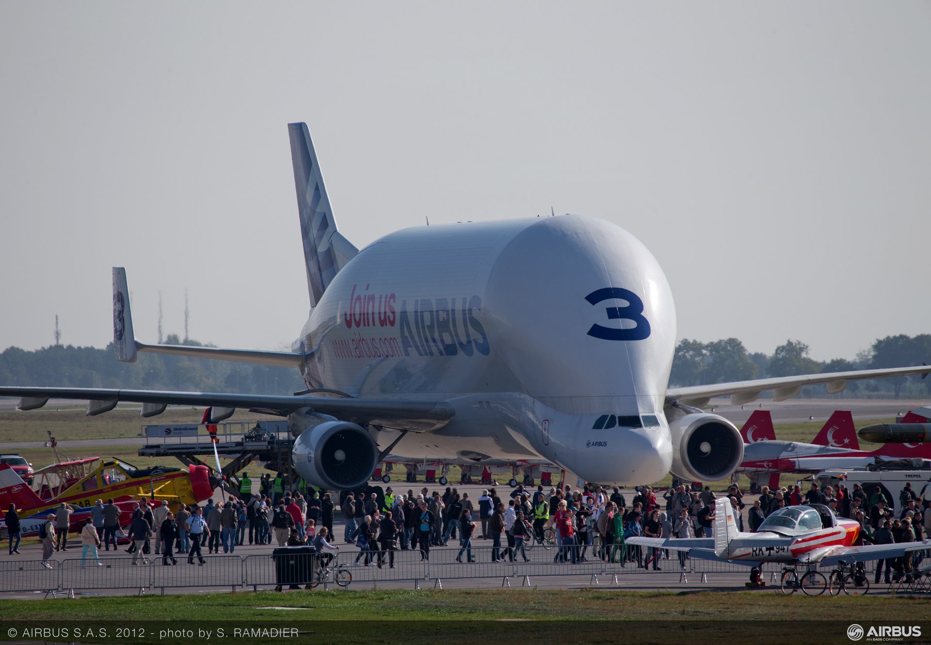 Airbus hiring campaign took centre stage at the ILA Berlin Air show today as Beluga aircraft joined the static display line, carrying the company’s employment message on its oversized fuselage.