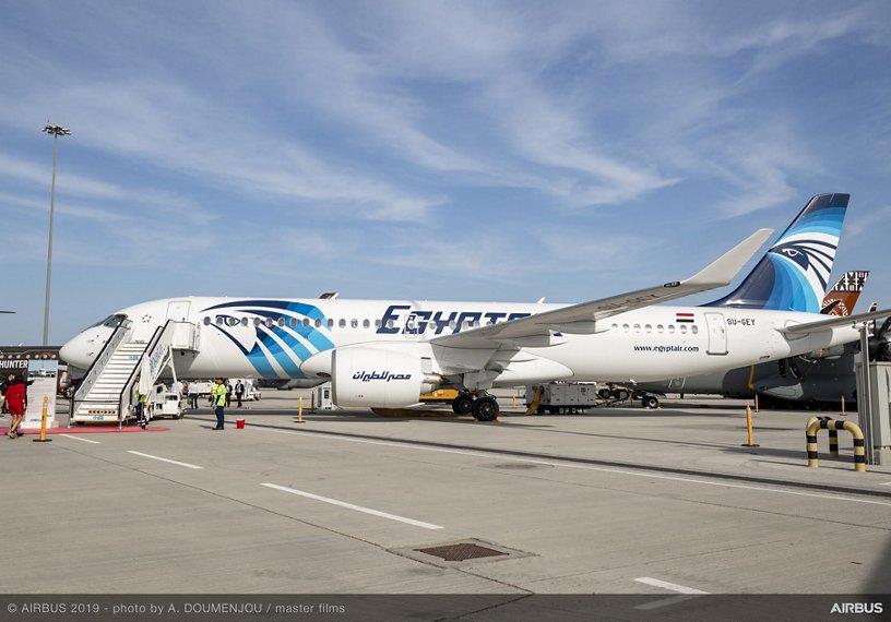 Static display of EGYPTAIR A220 – Dubai Airshow 2019