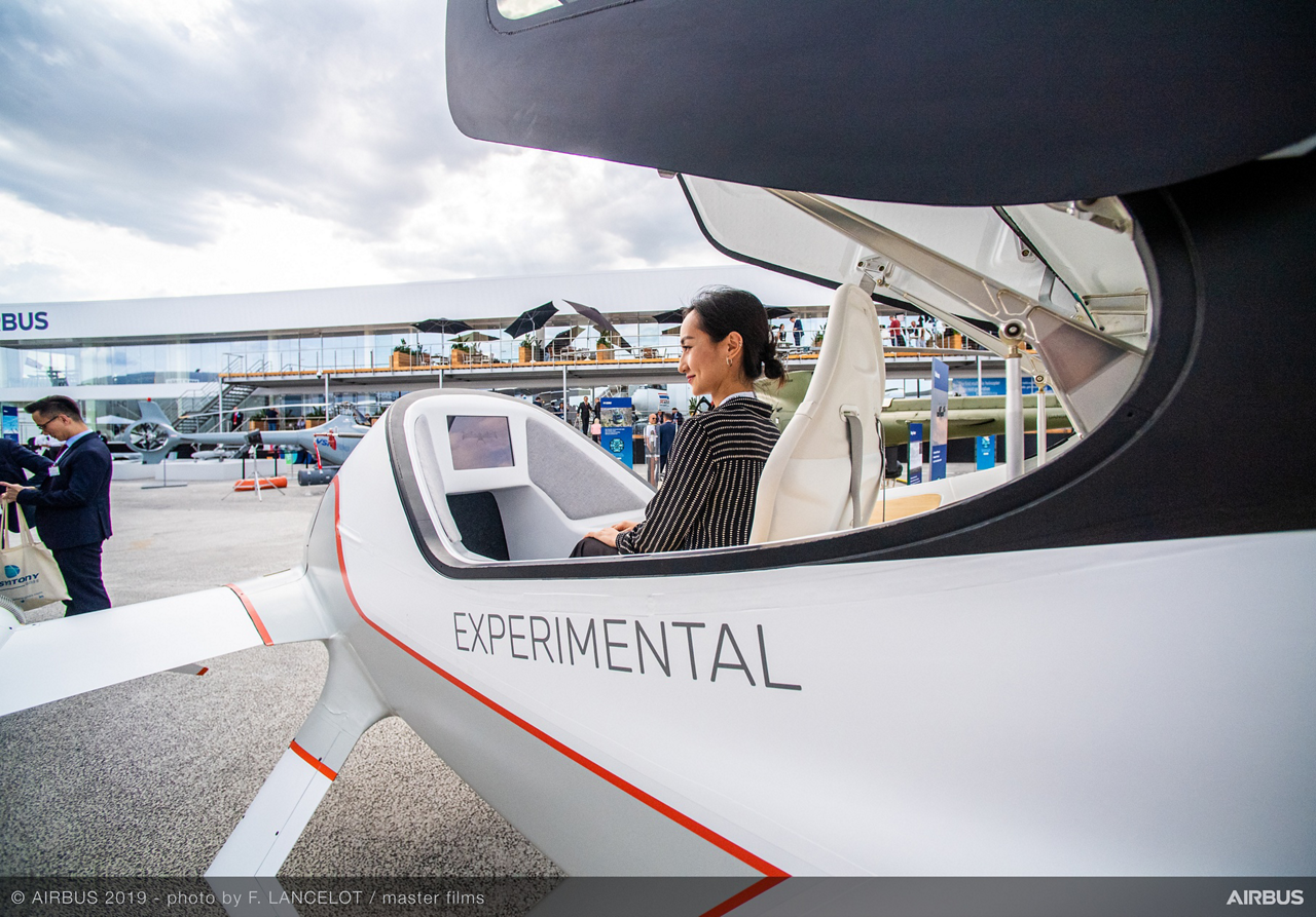 Vahana demonstrator at the 2019 Paris Airshow 
Airbus’ fully self-piloted Vahana demonstrator vehicle quickly attracted the attention of 2019 Paris Air Show attendees 
