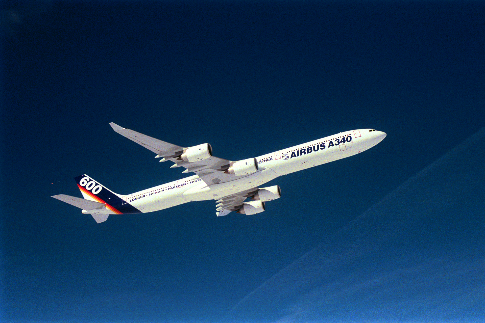 Airbus’ first new large jetliner of the 21st century, the 380-seat A340-600, performs its successful 5-hour, 22-minute maiden flight in France on 23 April 2001