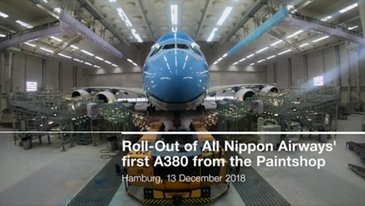 All Nippon Airways’ first A380: paint shop rollout 