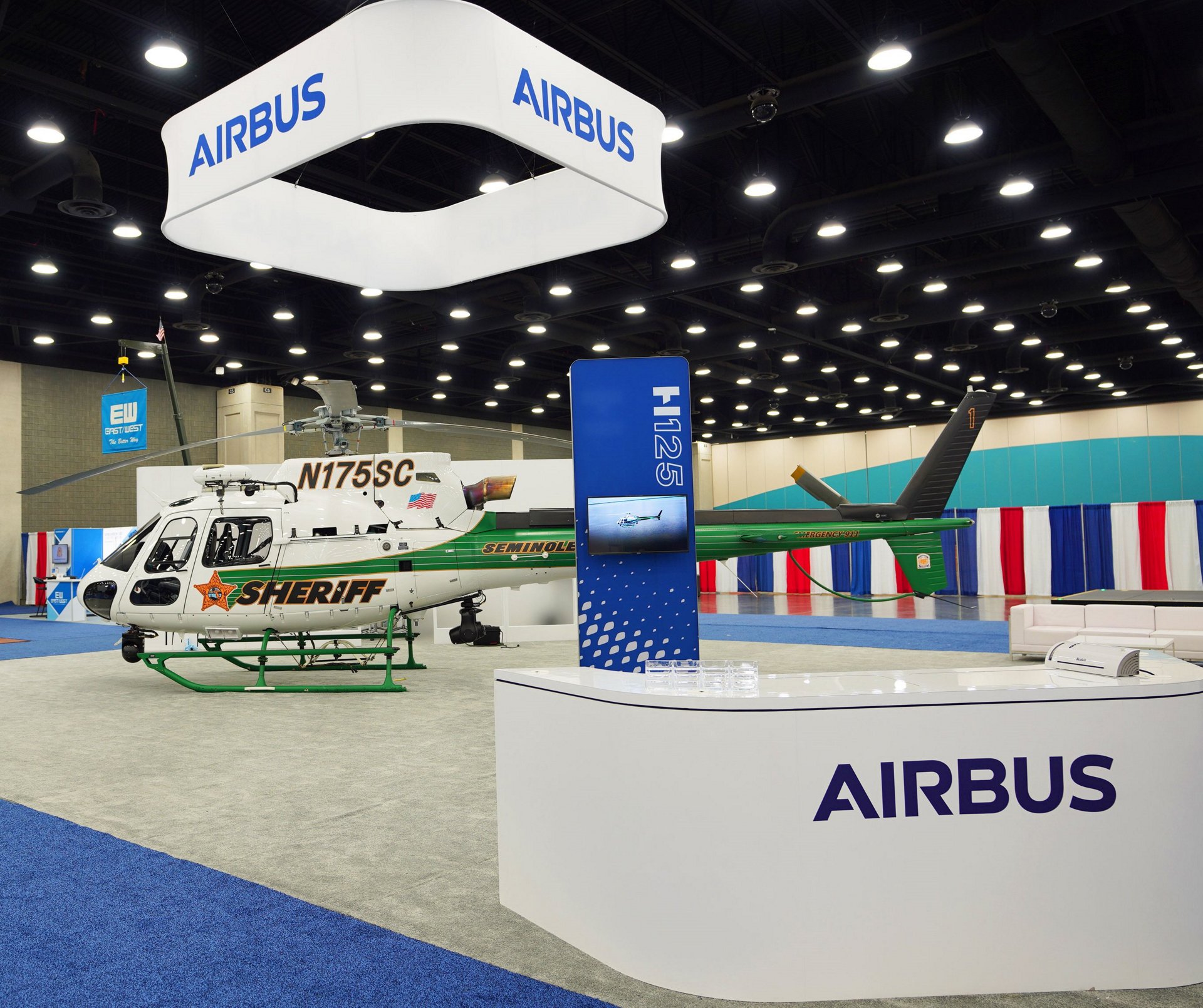 An H125, the best-selling, high-performance helicopter for airborne law enforcement, owned by Seminole County on display by Airbus at the Airborne Public Safety Association Conference (APSCON) Expo. 