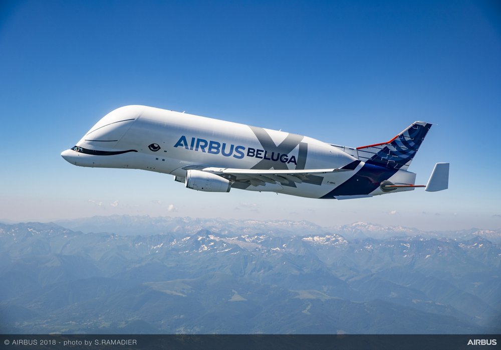 One of Airbus’ five existing Beluga ST versions – used to carry complete sections of Airbus aircraft from different production sites and to the final assembly lines in Europe – takes to the skies; the Beluga ST will be replaced by the new BelugaXL version, which conducted its maiden flight on 19 July 2018