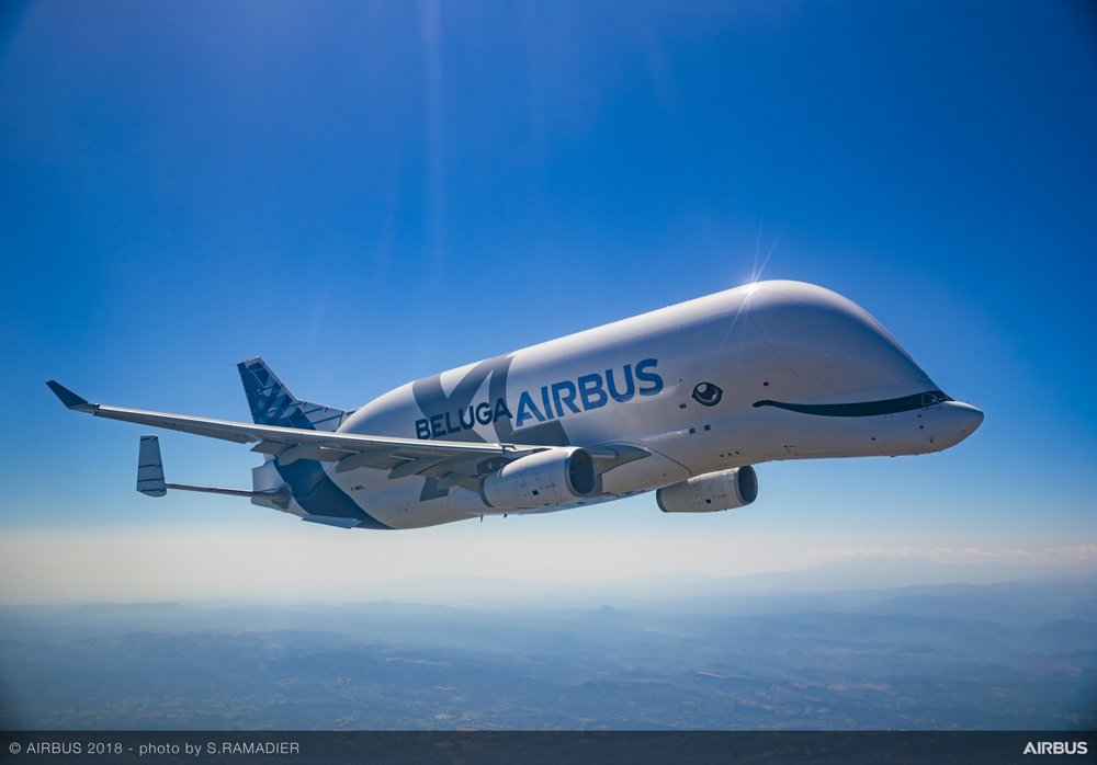 Airbus’ first BelugaXL cargo aircraft, shown during flight, entered service in January 2020.  