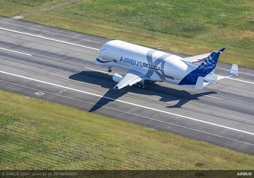 BelugaXL First Flight Take Off Aerial View