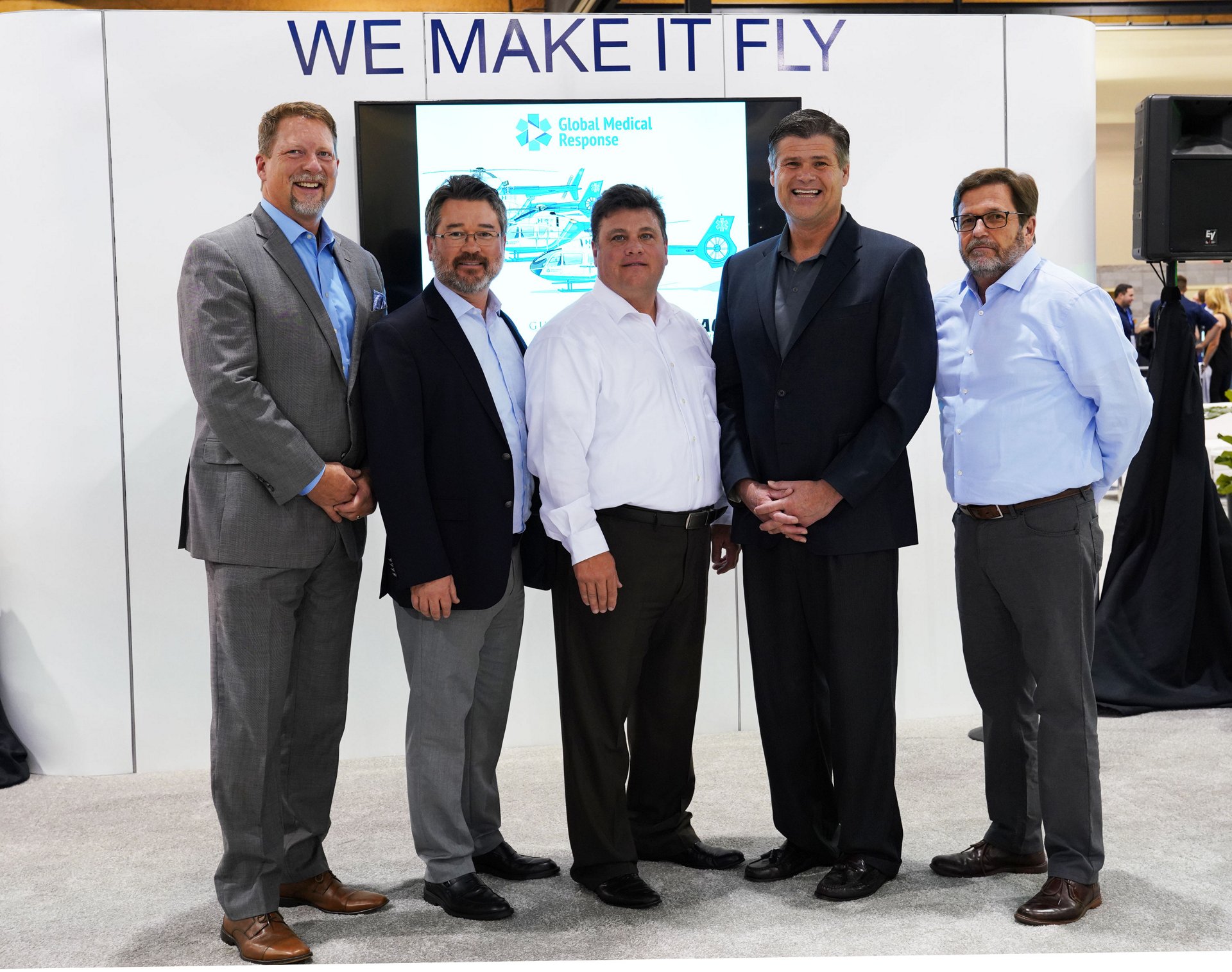 Airbus Helicopters Inc. President and Head of North America Region; Sean Russell, REACH President; Fred Buttrell, AMGH President and CEO; and John Byus, Airbus Helicopters Inc. Key Account Manager.