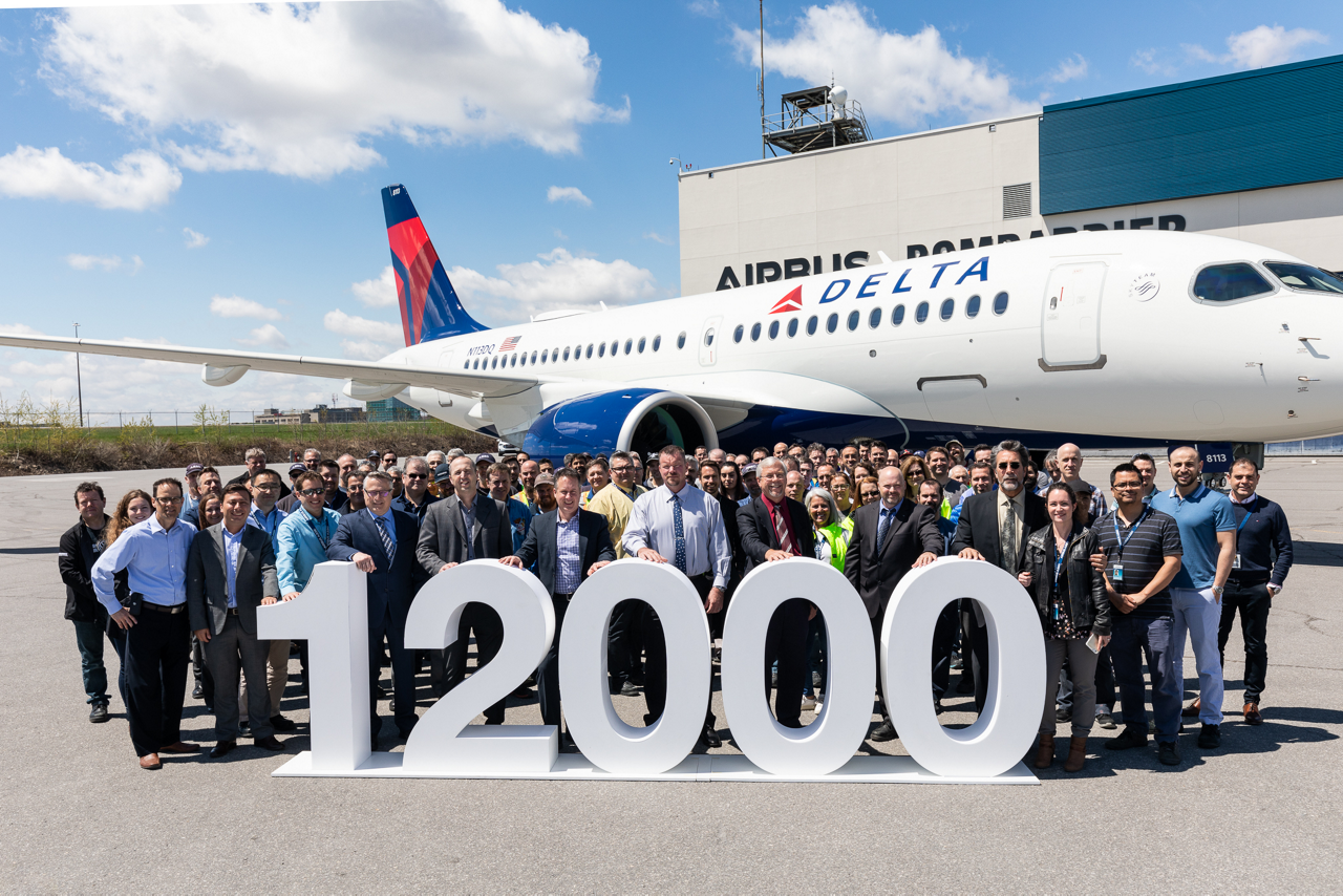 Delivery of the 12,000th Airbus commercial aircraft – an A220-100 for Delta Air Lines – is celebrated in 2019.