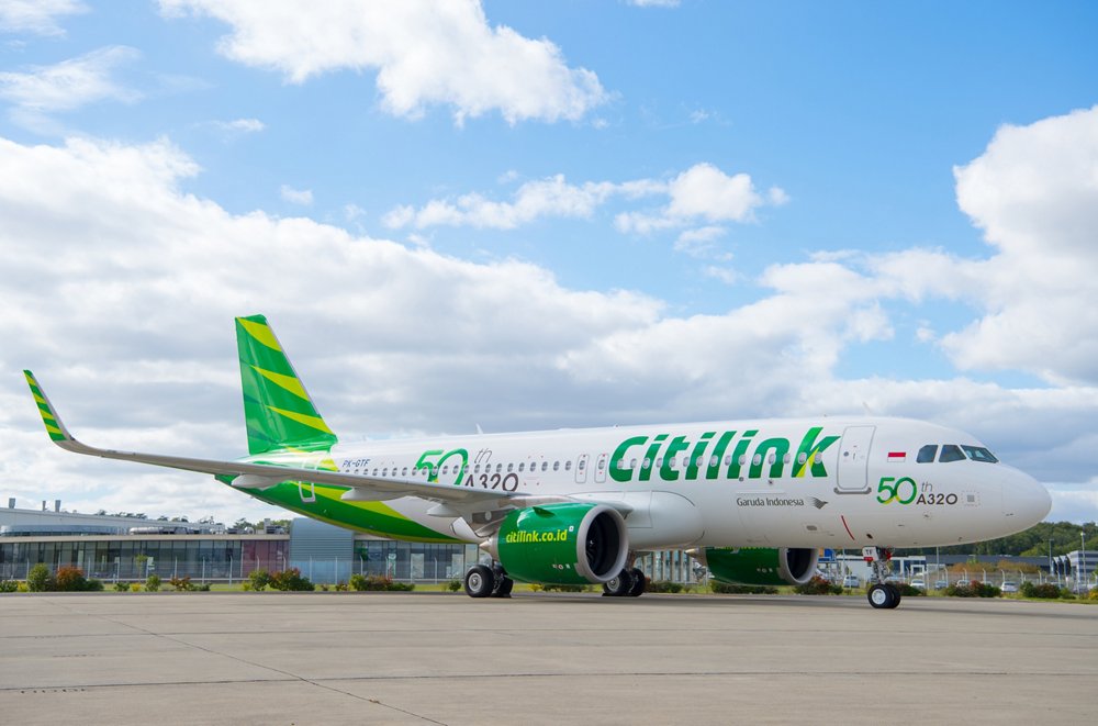 Citilink’s newest A320neo has a special livery to mark the delivery of the airline’s 50th A320 Family aircraft.