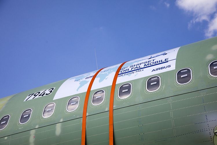 The 50th fuselage for a made-in-America A320 Family jetliner is shipped from Hamburg