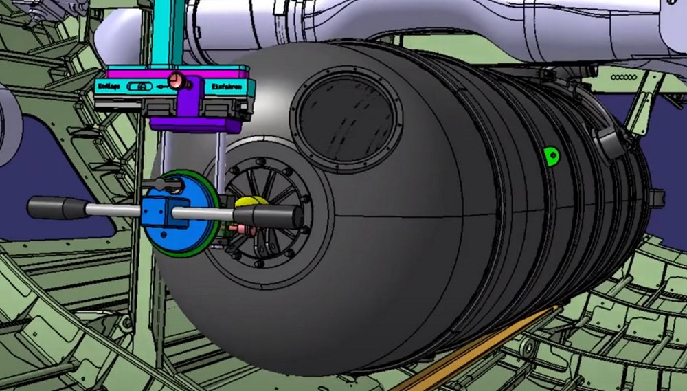 Prior to installing -the XLR’s new 300 litre Waste Water Tank into the physical PISA demonstrator in Hamburg, the 3D environment was explored virtually. This included 3D visualization of the installation rail, jigs, tooling and overall operator access.