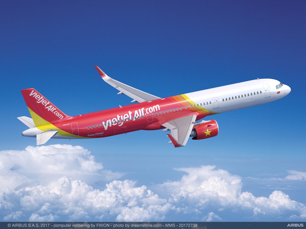 Representation of an Airbus A321 in the livery of VietJet Air. 
