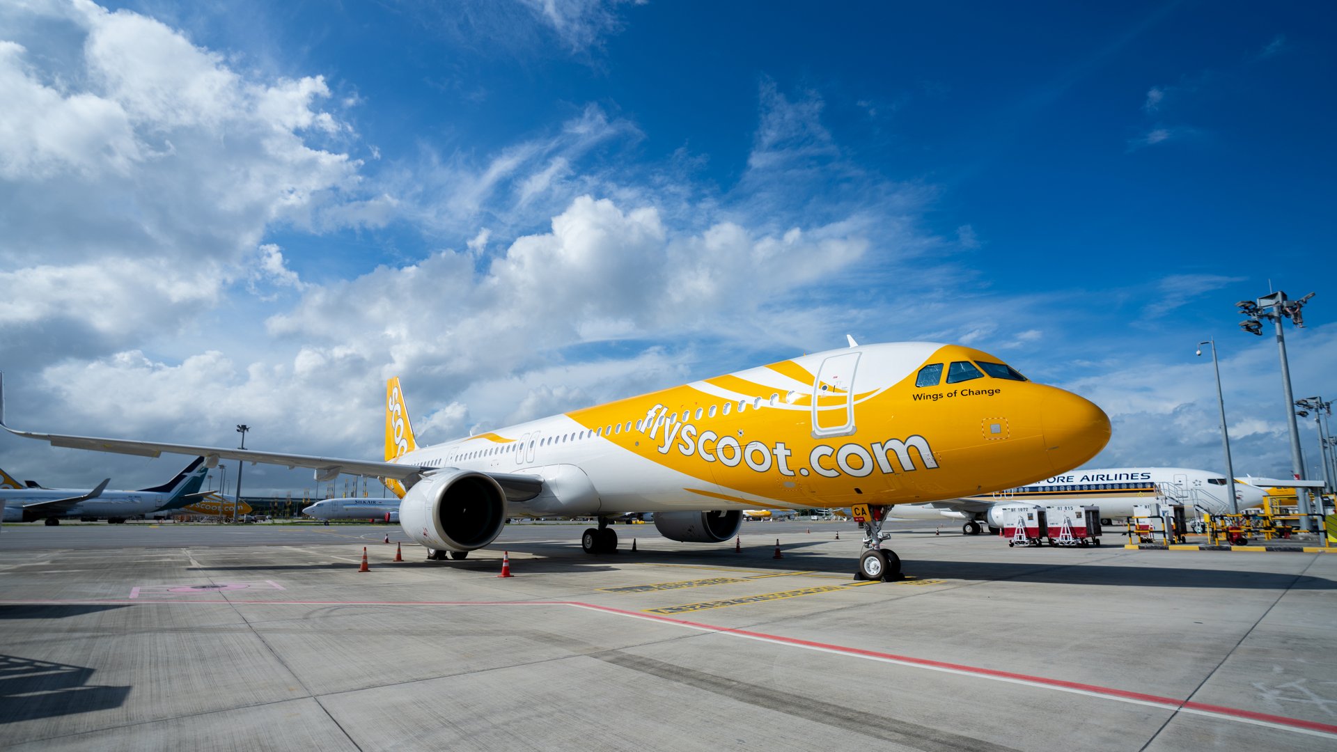 El primer A321neo de Scoot en el aeropuerto Changi de Singapur