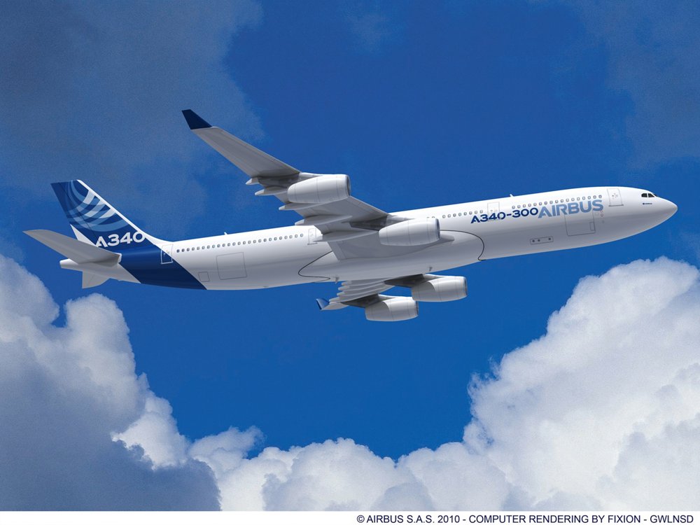 A computer rendering of Airbus’ A340-300 with engines supplied by CFM International