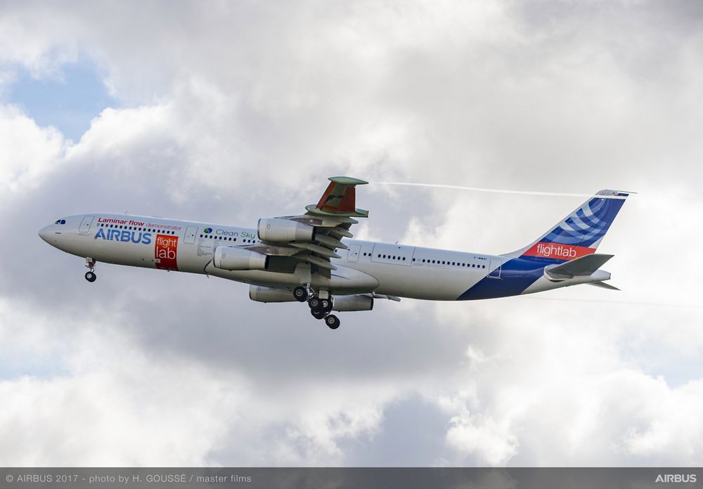 A340 laminar flow BLADE demonstrator first flight