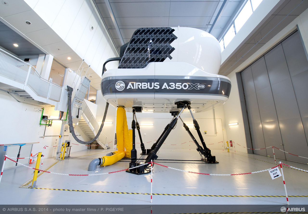 The First A350 Xwb Full Flight Simulator Is Readied For Airline Flight Crews Commercial Aircraft Airbus