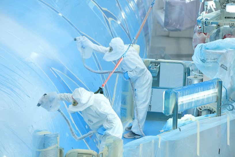 ANA’s A380 in the paint shop 