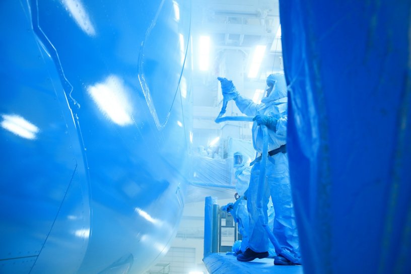 All Nippon Airways’ A380 in the paint shop