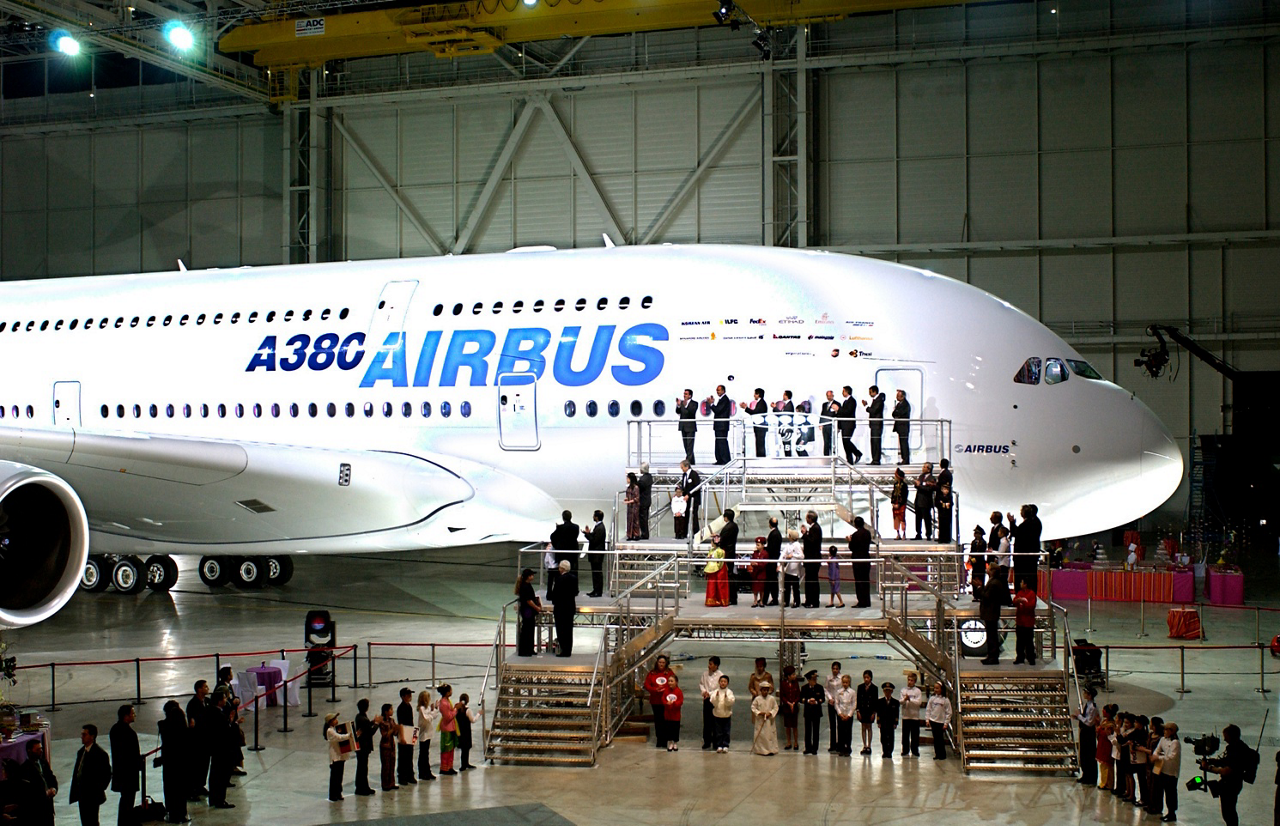 Airbus’ A380 is shown after its 2005 unveiling during a media event in Toulouse, France.