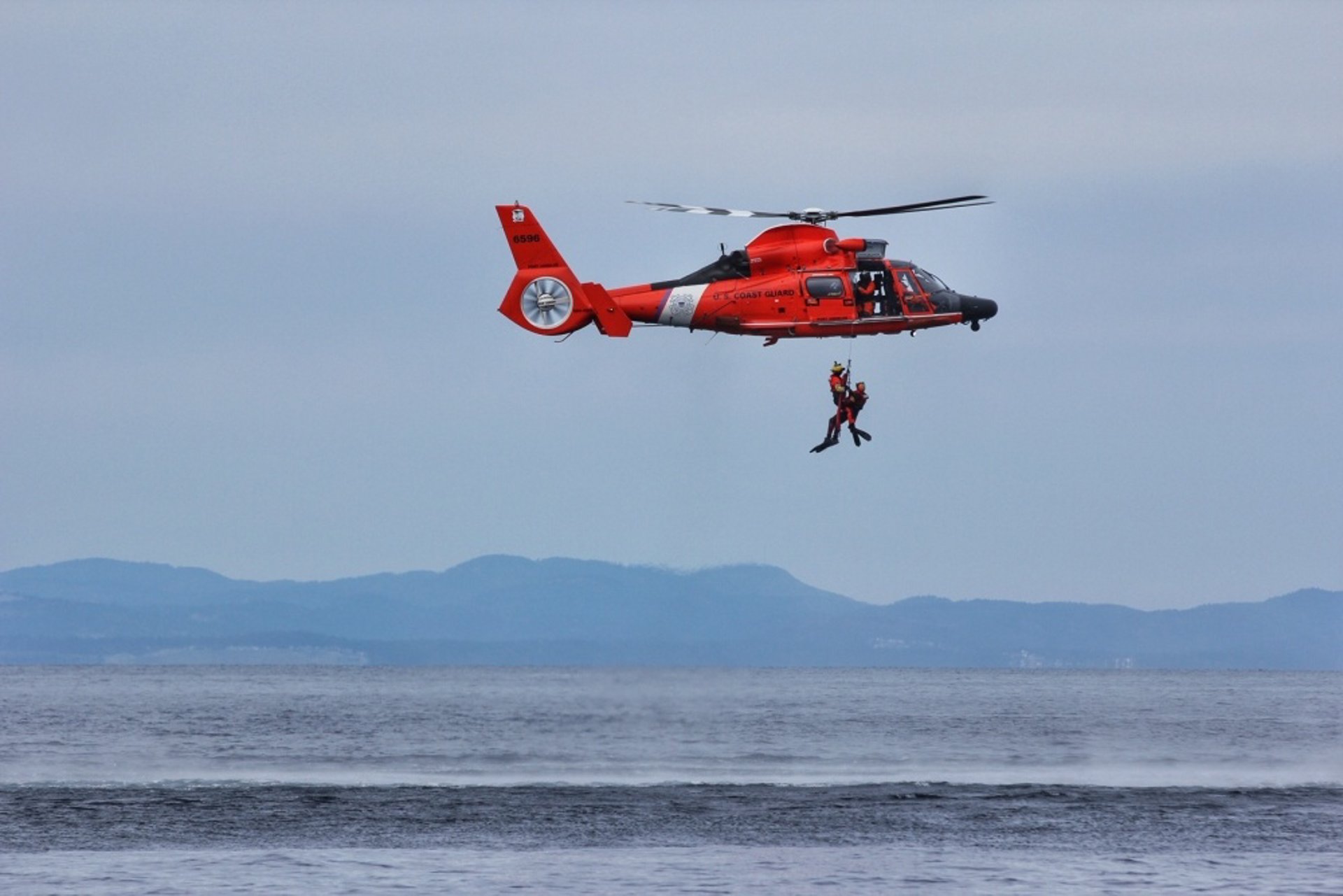 US Coast Guard MH65 Conducting Search & Rescue Training