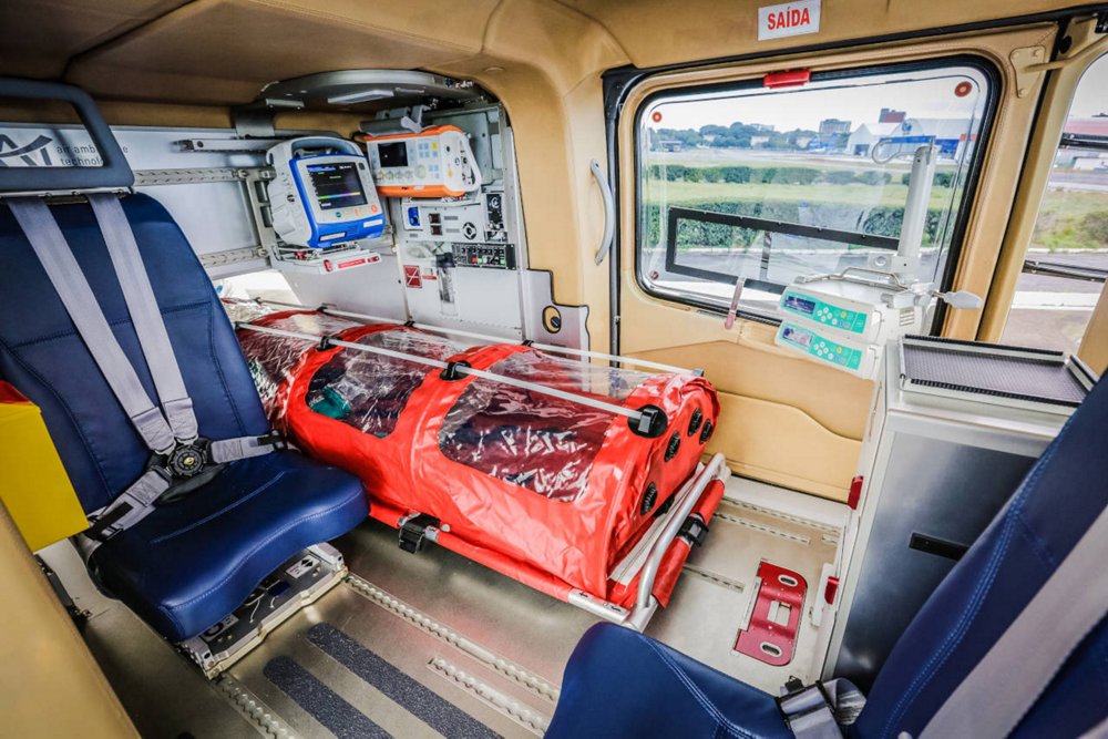A view inside the Air Jet Táxi Aéreo EC135’s cabin. 