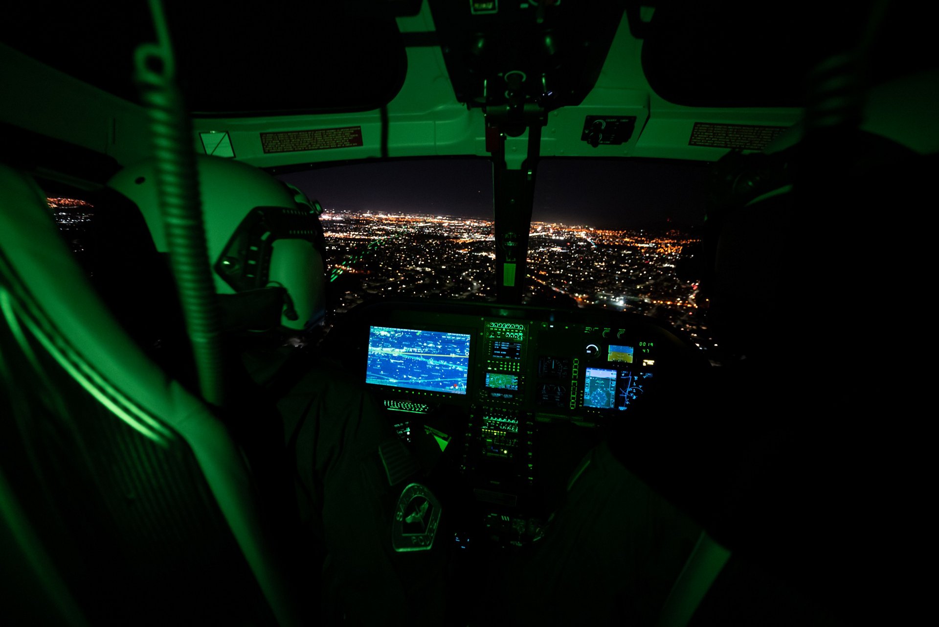 The San Jose Police Department’s new H125 comes
with night vision goggles and camera equipment, opening a new world for officers patrolling Silicon Valley’s southernmost city.
