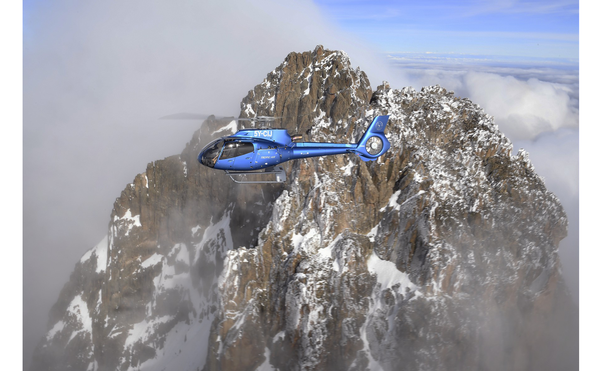 Mount Kenya at 5,199 metres presents no challenge to the H130.