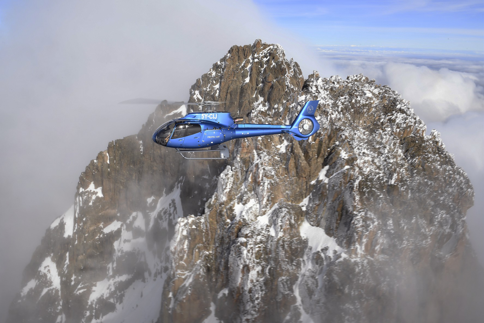 Mount Kenya at 5,199 metres presents no challenge to the H130.
