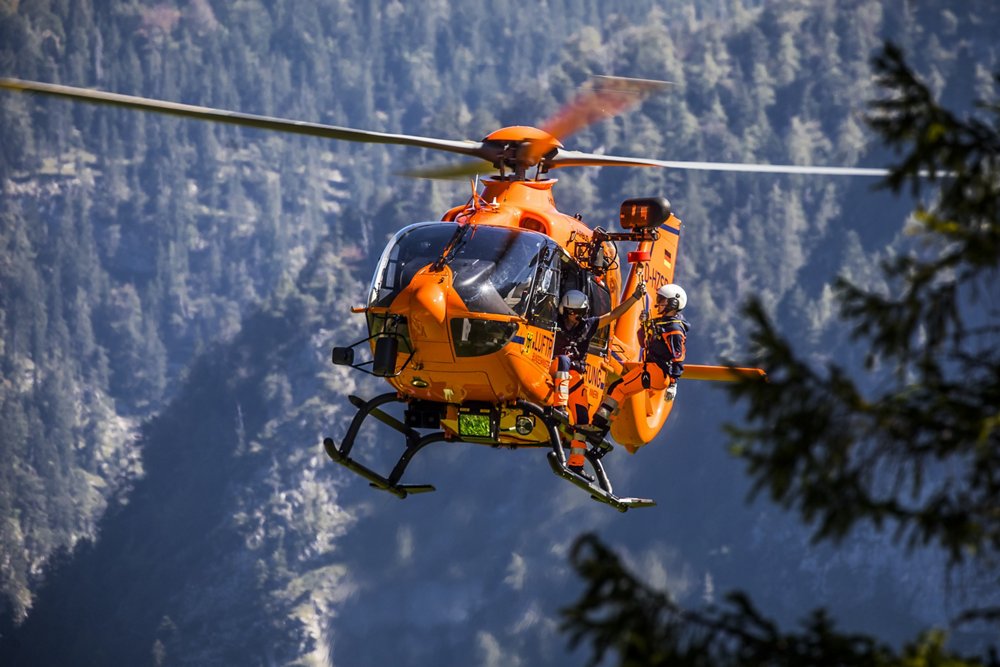 An Airbus H135 helicopter configured for law enforcement missions  