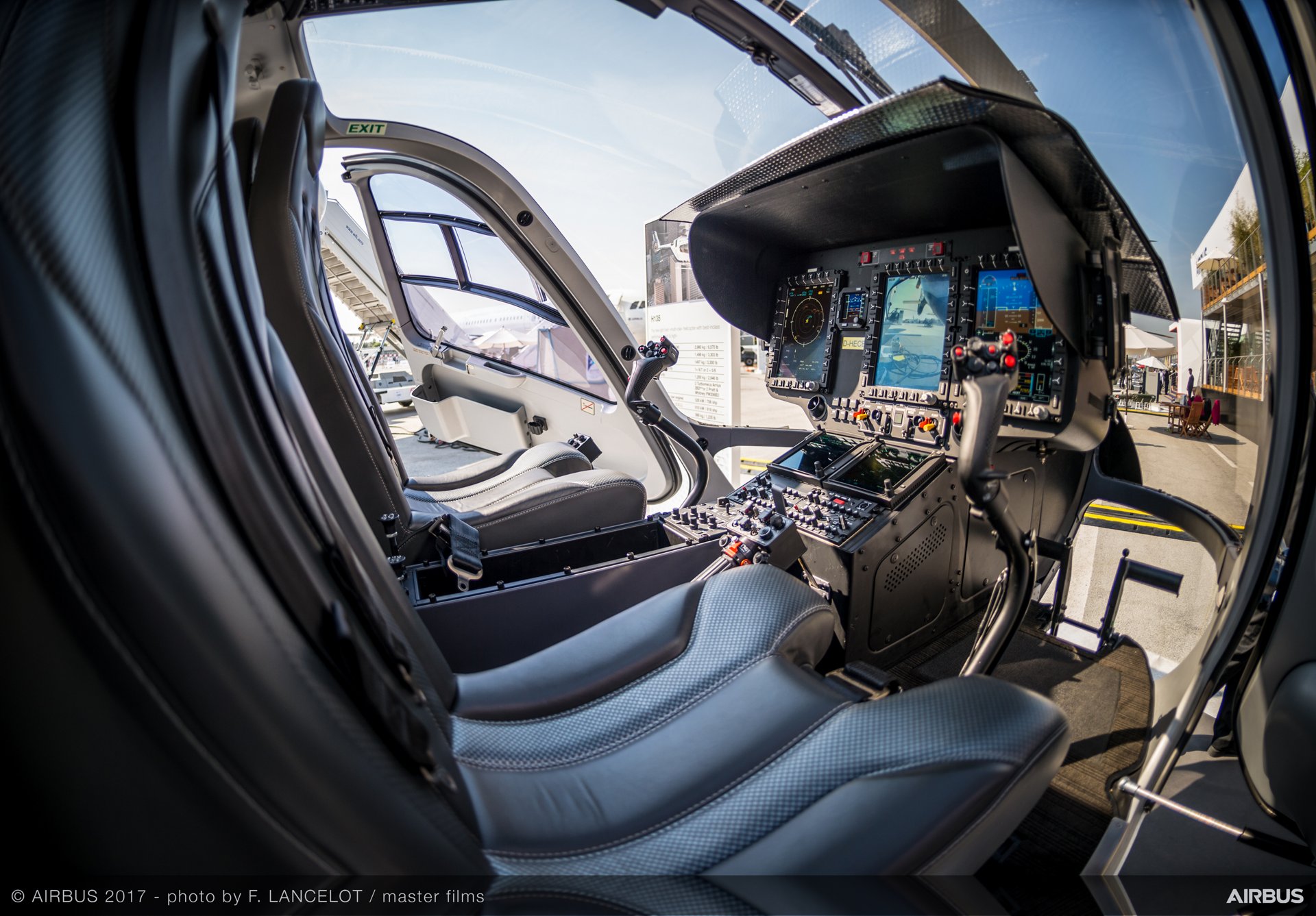 The H135, with its state-of-the-art cockpit for the highest levels of safety, receives attention at the 2017 Paris Air Show.