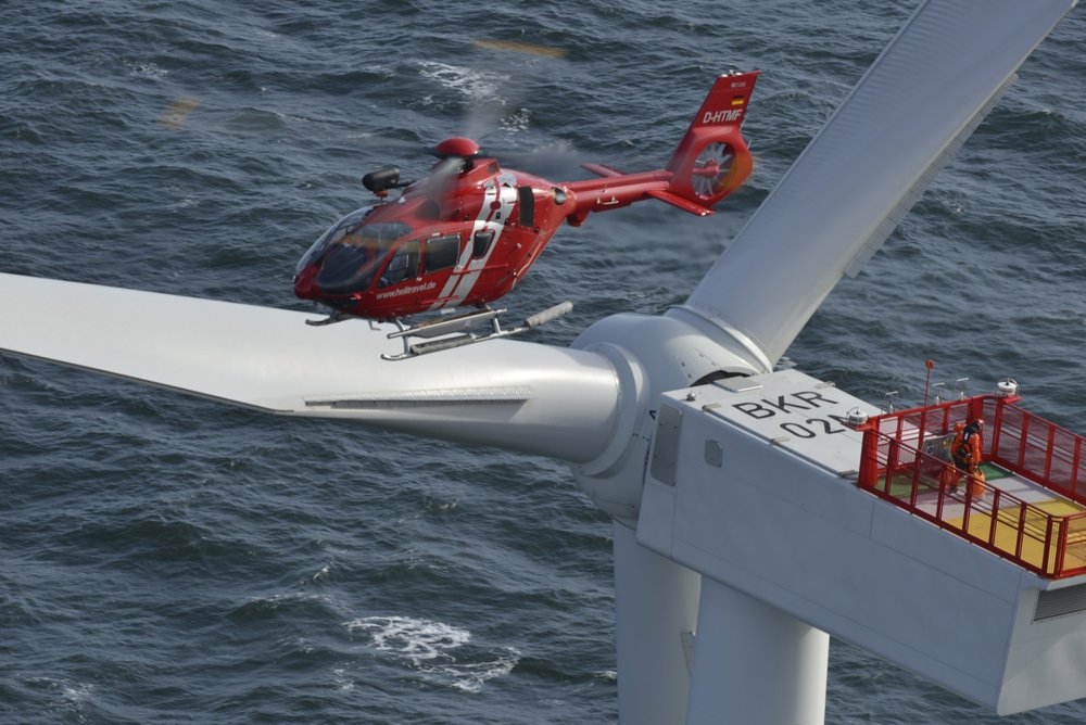 Offshore energy operations are supported by an Airbus H135 helicopter 