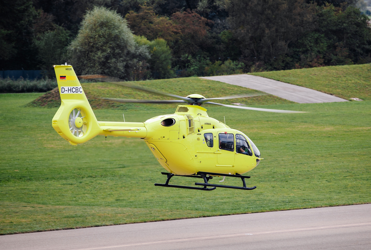 A view of Mont Blanc’s H135 rotorcraft as it ascends