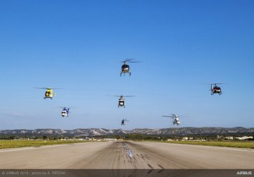 Airbus Helicopters flying in formation to celebrate 50-year anniversary
