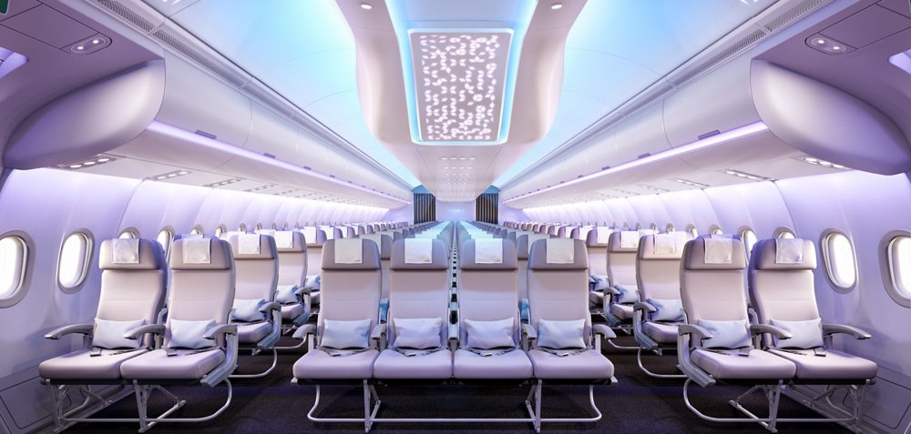 The “Airspace by Airbus” cabin depicted in this image for the A330neo is based on four key concepts: comfort, ambience, service and design. 