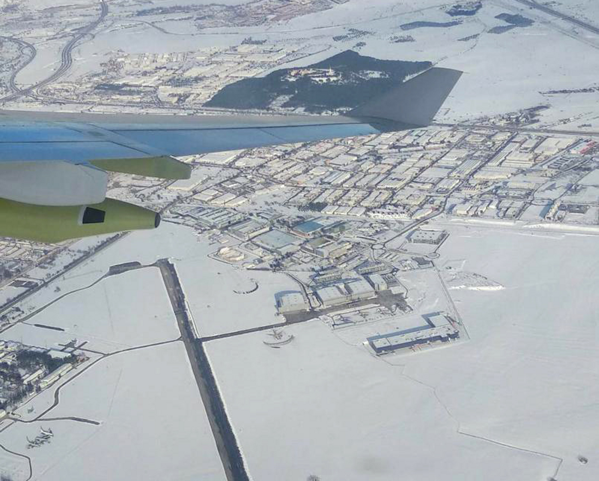 Aerial view of Airbus Getafe site during storm Filomena - Copyright Airbus