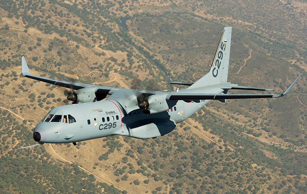 C295 medium transport aircraft flying