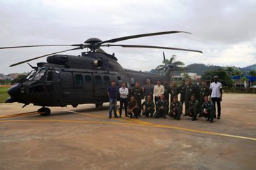 The Brazilian Armed Forces next to the first H225M delivered