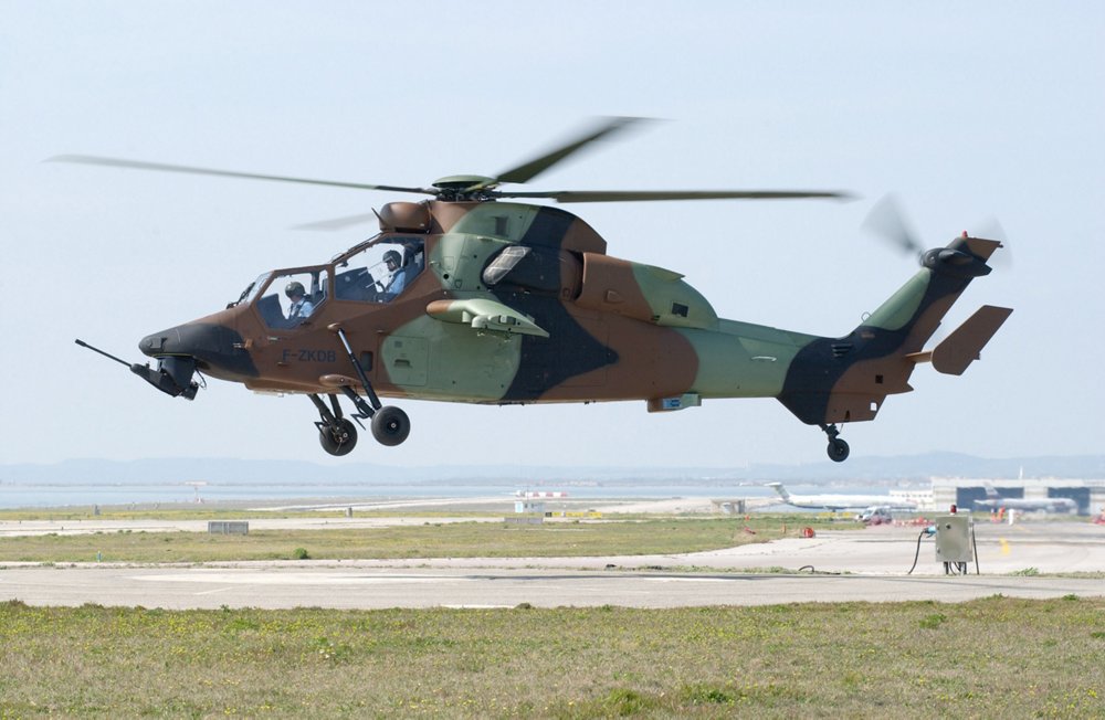 A side view of the first production Tiger HAP helicopter in flight 
